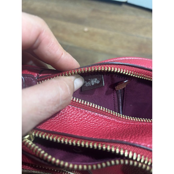 Coach Signature Canvas Leather Backpack Red Burgundy‎ Gold Tone Hardware Mini main image 4